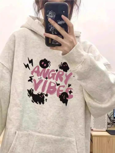 Imitation cotton Chinese cotton composite milk silk 320g silver fox velvet 420g round neck hooded double hood loose sweatshirt