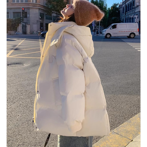 Korean style mid-length thickened small person loose fashionable Hong Kong style student down cotton bread jacket ins jacket women's short