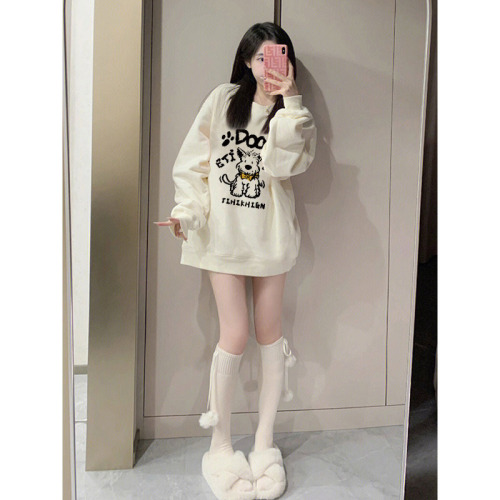 High-quality cotton composite CVC ribbed crew neck printed sweatshirt for women and couples, regular, lined