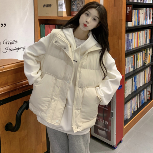 Small fresh 2024 new cotton coat vest winter Korean design loose cotton coat versatile vest jacket trendy