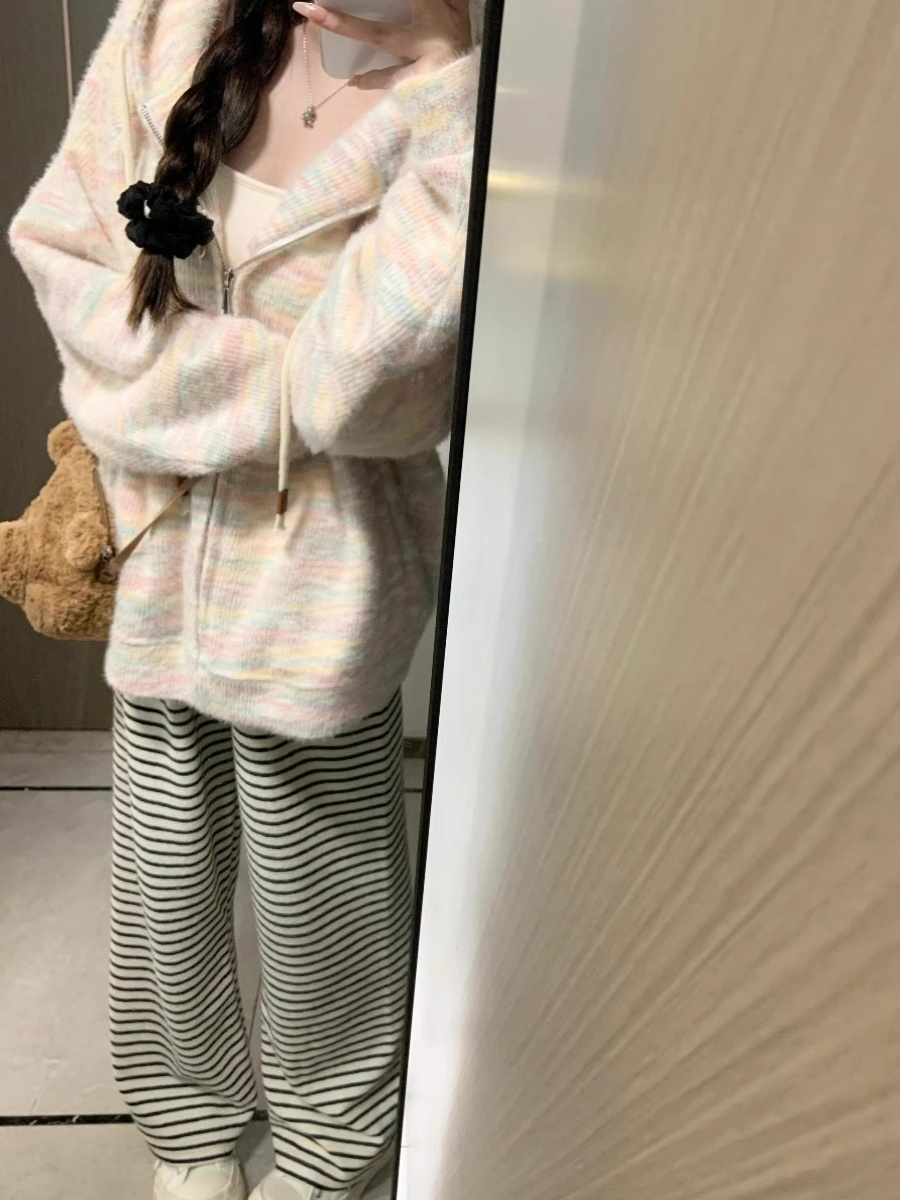 奶fufu慵懶風連帽針織開衫外套女軟糯休閒外穿毛衣春秋新款上衣潮