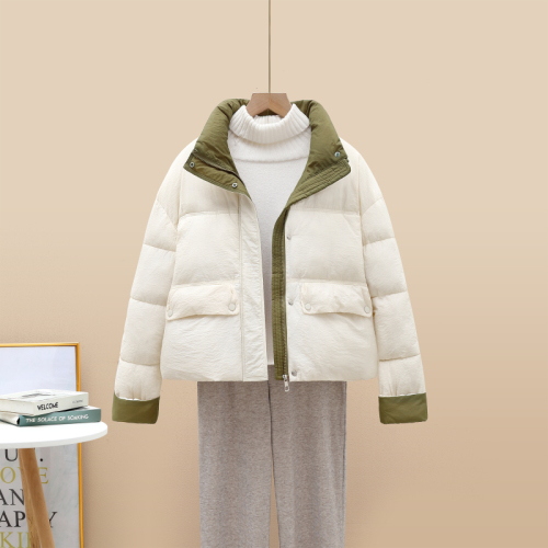 Hot 2024 winter new fashion Korean style down jacket women's short color-blocked thickened bread jacket for small people