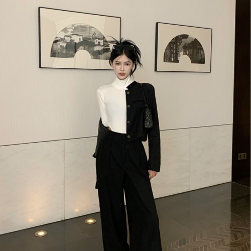 Actual shot ~ Chaebol’s daughter, high-end temperament, loose and slim silhouette, woolen jacket, suit, wide-leg pants suit
