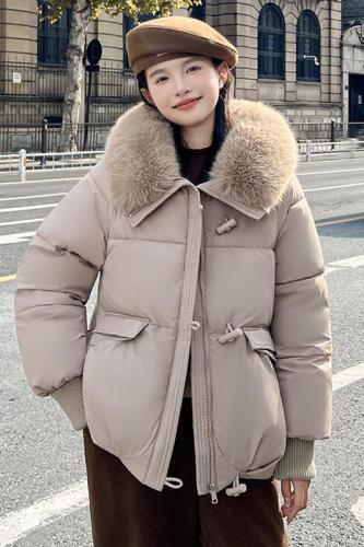 2024 new down jacket women's short style Korean style loose thickened hooded bread jacket