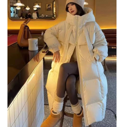 Korean version of high-quality large quilt thickened 2024 winter new loose down jacket women's long knee-length cotton jacket