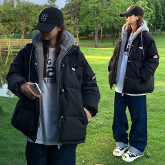 Winter vacation two-piece cotton coat for women, preppy style hooded thickened bread coat and cotton coat