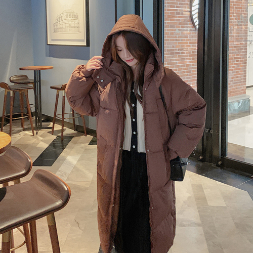 Korean style mid-length thickened small person loose fashionable Hong Kong style student down cotton jacket ins jacket