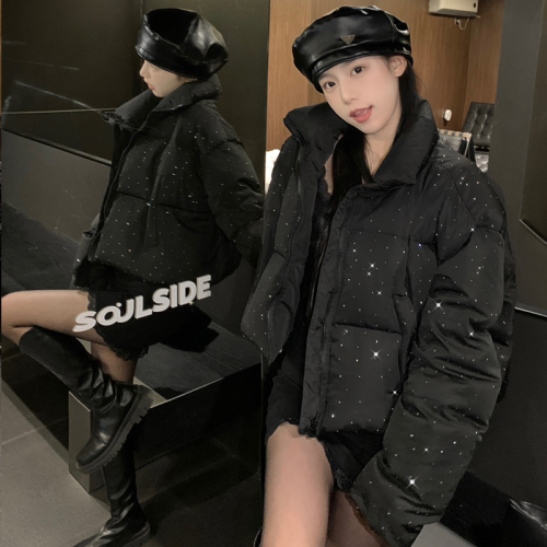 2024 Winter New Niche Model Gypsophila Hot Diamond Dark Hot Girl Warm Down Jacket for Women