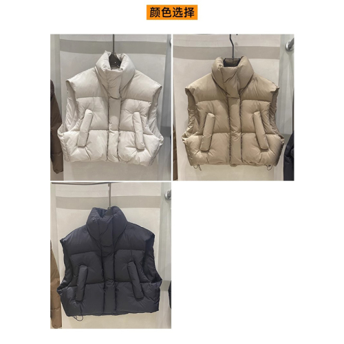 Down cotton jacket vest women's short 2024 versatile cotton jacket vest winter new sleeveless vest vest jacket trendy