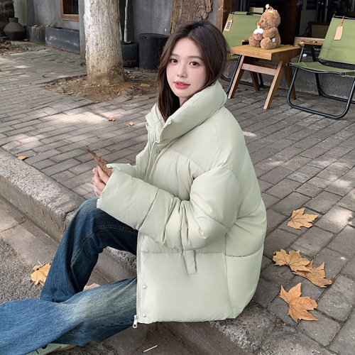 Short down cotton jacket for women 2024 autumn and winter new Korean style loose solid color thickened small man jacket trendy