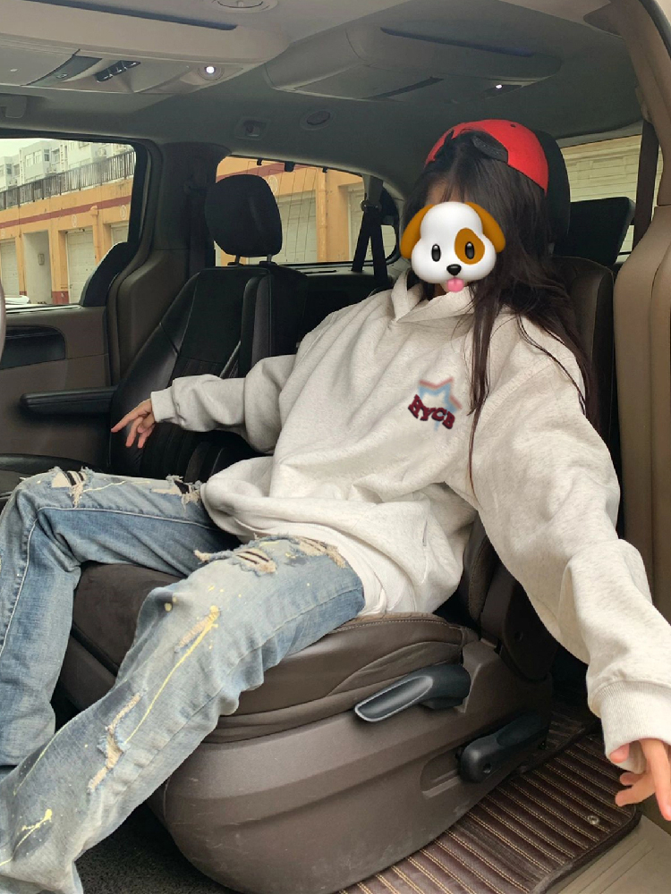 Pure Cotton Heavyweight Thin / Fleece-lined Silver Fox Fleece Loose Korean Style Printed Sweatshirt Women's New Autumn/Winter Trendy