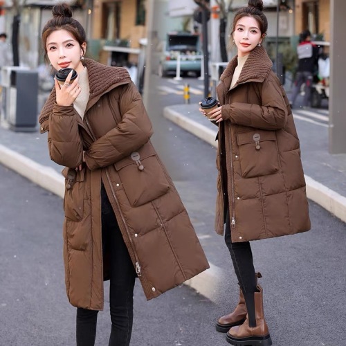 Winter 2024 medium-length down cotton jacket for women new fashion loose thickened warm high-end cotton jacket