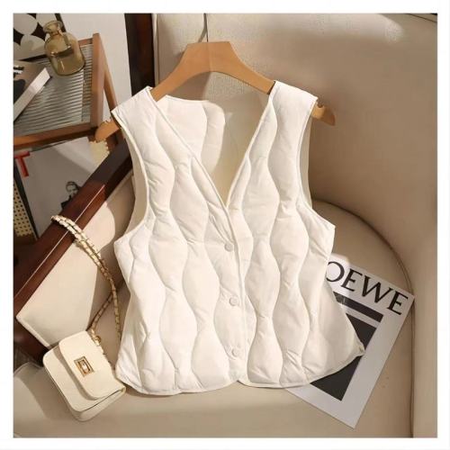 2024 new autumn and winter waistcoat warm ultra-light vest for women to wear inside and outside to prevent cold high-end button cotton-padded clothes