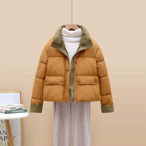 Hot 2024 winter new fashion Korean style down jacket women's short color-blocked thickened bread jacket for small people