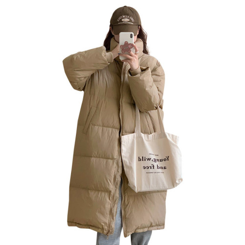 Korean version of Dongdaemun large quilt down jacket 2024 women's super long style over the knee thickened loose couple