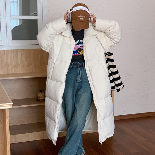 Korean version of Dongdaemun large quilt down jacket 2024 women's super long style over the knee thickened loose couple