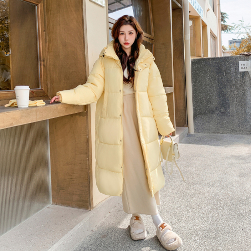 2024 New Thick Long Down Down Cotton Jacket Women's Over-the-Knee Loose Extra Long Couple Winter Cotton Jacket