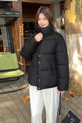 Short down cotton jacket for women 2024 autumn and winter new Korean style loose solid color thickened small man jacket trendy