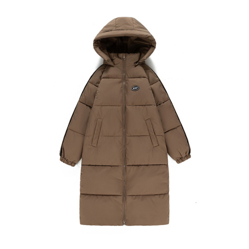 2024 long down cotton coat winter new Korean style loose oversize casual over-the-knee hooded cotton coat for women