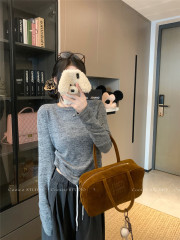 Actual shot ~ Korean gray versatile round neck long-sleeved T-shirt autumn 2024 new slim fit bottoming top