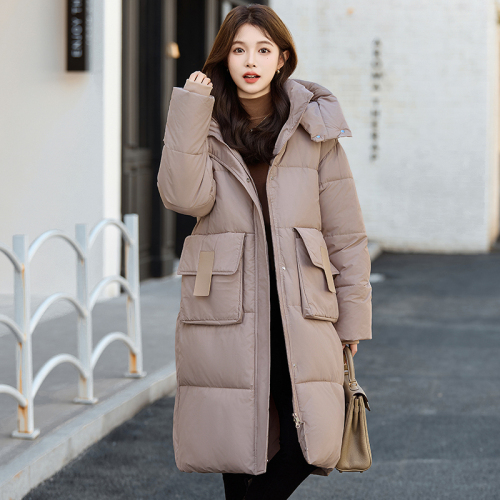 Down jacket for women 2024 winter new oversize long Korean style loose over-the-knee thickened bread jacket and cotton jacket