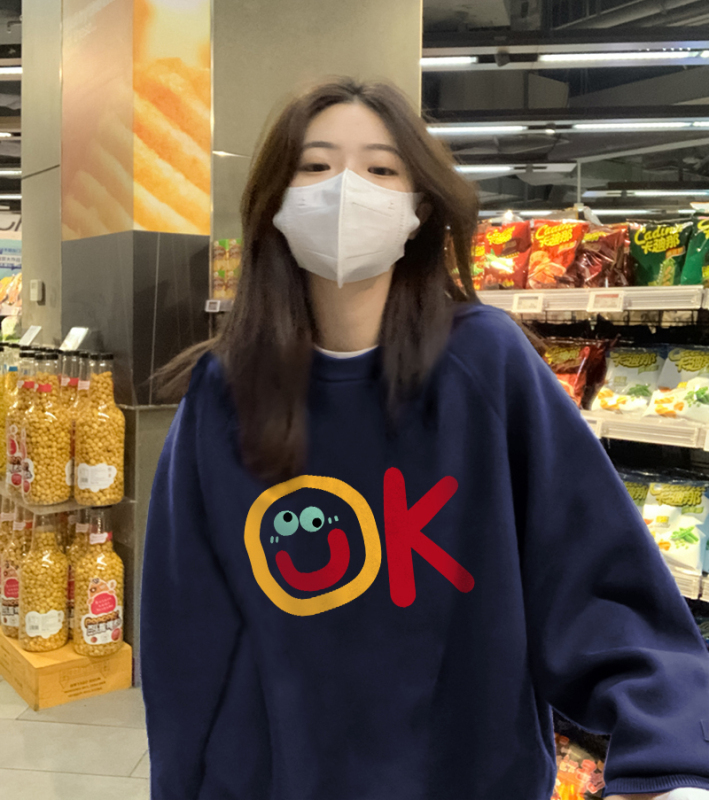 350g imitation cotton/450g imitation cotton silver fox velvet丨thin/plus velvet autumn and winter printed round neck sweatshirt for women