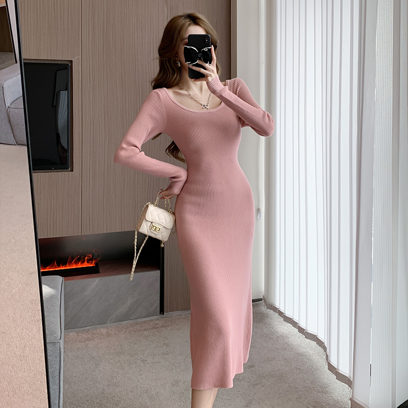 Women's High-End Style Dress for Autumn/Winter 2024 - New Arrival Pure and Charming Long Dress with Exquisite temperament - Very Hot French Style Long-Sleeve Knit Dress