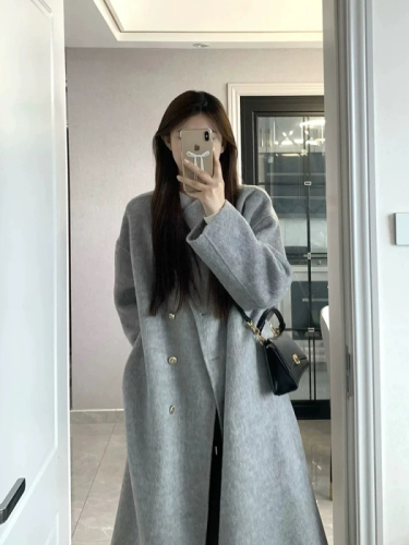 Gray woolen coat for women in autumn and winter 2024 new woolen coat, high-end, small, medium and long, Korean style