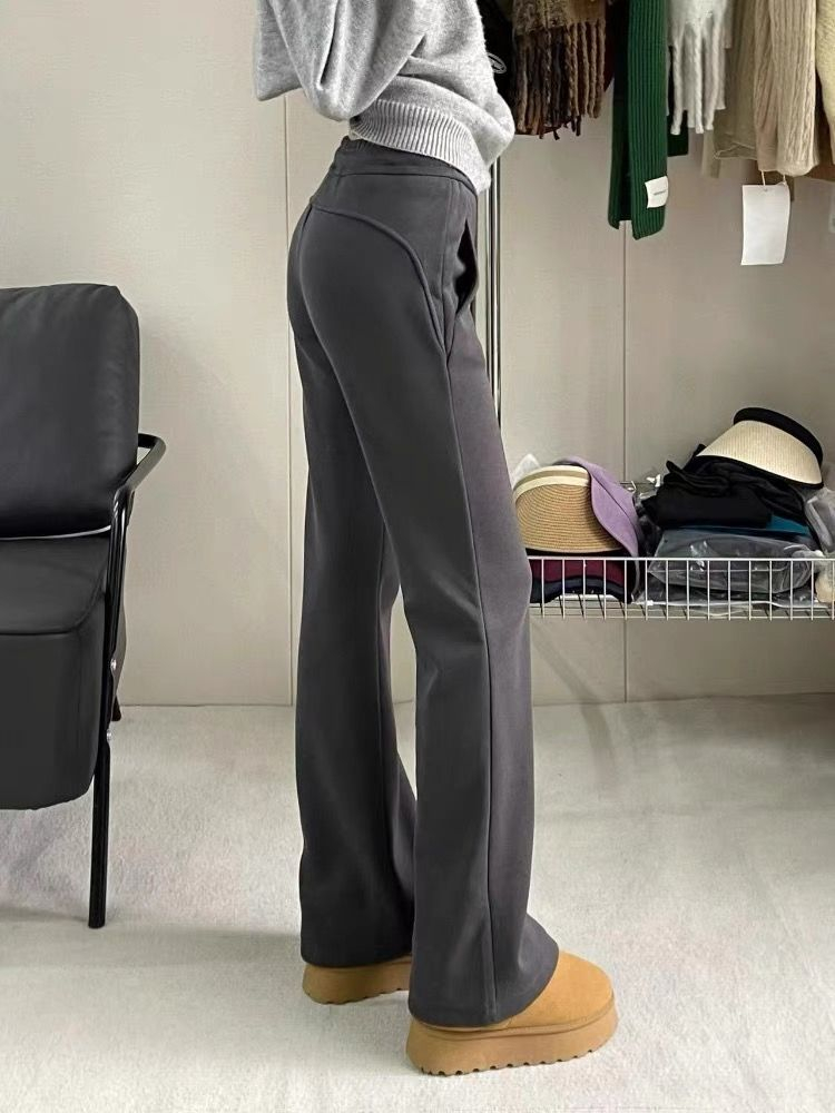 Pear-shaped figure casual wide-leg pants women's early spring clothes large size fat mm sports tracksuit pants hip cover elastic straight leg bell pants 