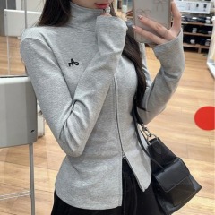 MR 350g Cotton Gauze Collarless Pullover Hoodie Sporty Casual Autumn Slimming Zip-up Cardigan