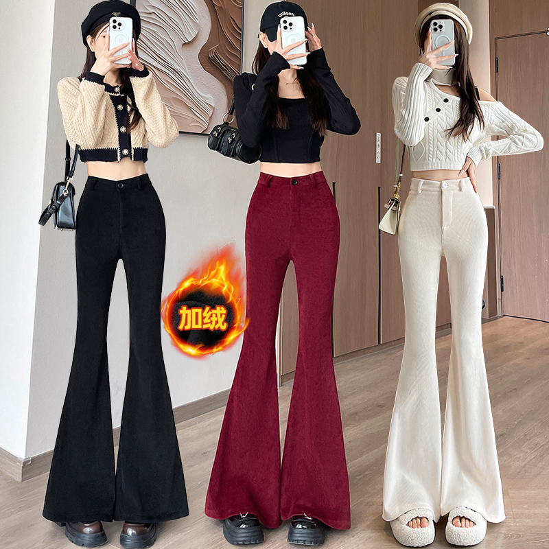Photographed 2024 Autumn/Winter New Korean Style High-Waisted Slimming Bell-Bottom Pants, Versatile Casual Suit Pants for Women