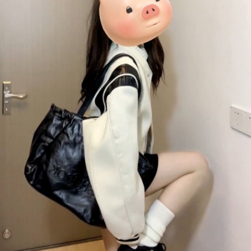 American retro casual white baseball uniform jacket for women spring and autumn 2024 new high-end jacket early autumn top