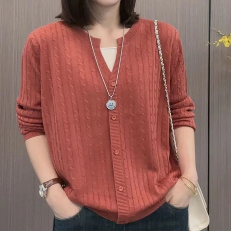 Official picture of plus size women's belly-covering spring and autumn clothing, new sweaters and sweaters, tops for fat girls, fashionable and foreign style