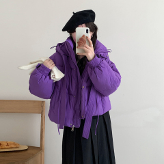 Real shot of Internet celebrity fashionable short Korean style cotton jacket with hood and thickened Korean style bread jacket for small people