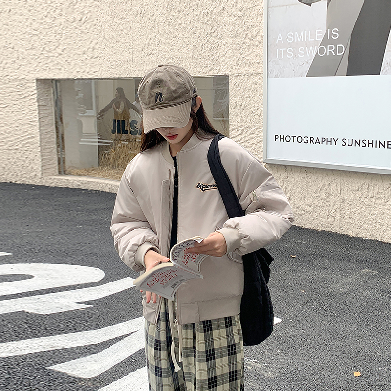 2024 new American retro national fashion brand baseball uniform trendy Harajuku down cotton jacket loose cotton jacket