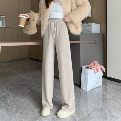 Autumn new style plus size women's drawstring waist elastic waist casual pants sweatpants trousers wide leg pants