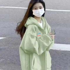 Pure cotton Chinese cotton composite silver fox velvet autumn and winter new cardigan zipper hooded jacket women's loose