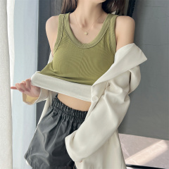 Actual shot of autumn and winter thermal vest for women with velvet and thickened double-layer cold-proof inner thermal underwear for girls tops