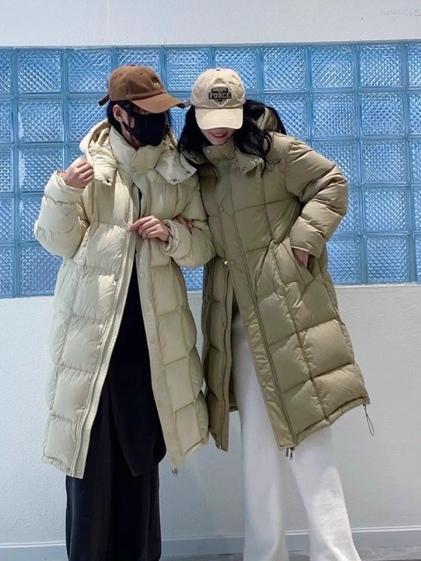 White Duck Down South Korea Dongdaemun 2024 Winter New Down Jacket Women Long Loose Thickened Hooded Jacket