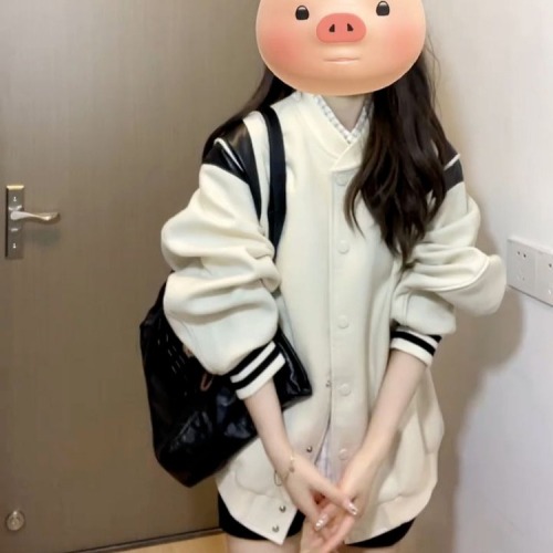American retro casual white baseball uniform jacket for women spring and autumn 2024 new high-end jacket early autumn top