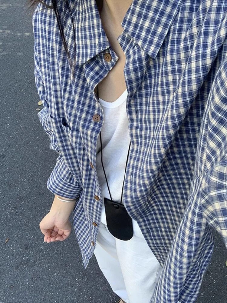 Retro Loose and Lazy Style Women's Sub-Shirt for Early Autumn New Arrival Korean Version Casual Simple Long-Sleeve Outerwear for Commuting