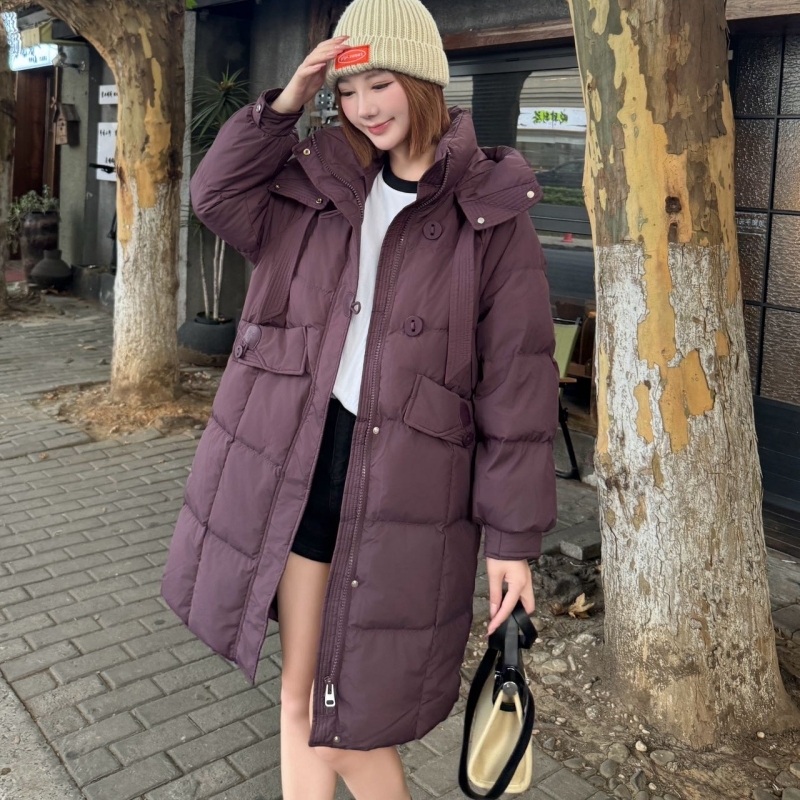 White goose down Korean style fashionable thickened down jacket women's mid-length 2024 autumn and winter new loose winter coat