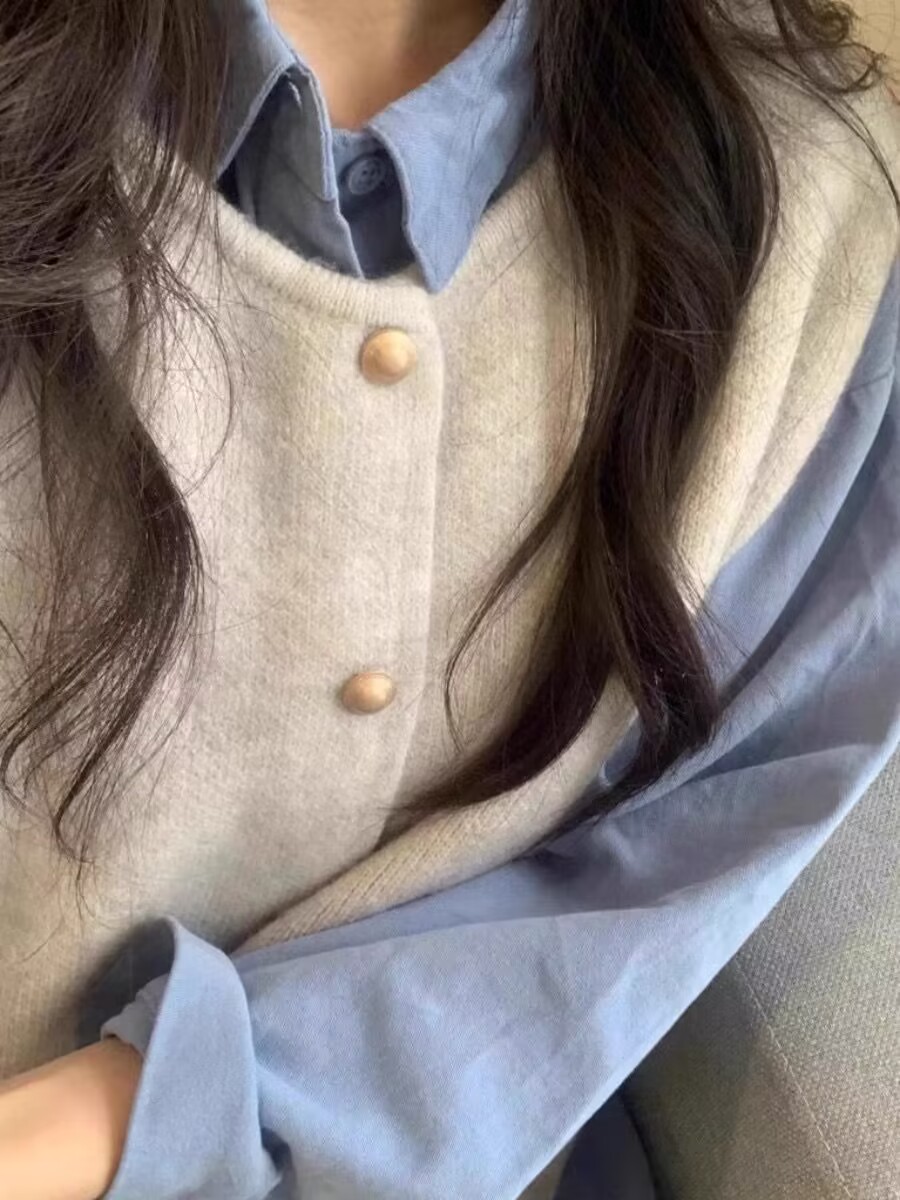 Korean commuting versatile loose slimming stacked vest cardigan for women autumn temperament fashionable sleeveless waistcoat trendy