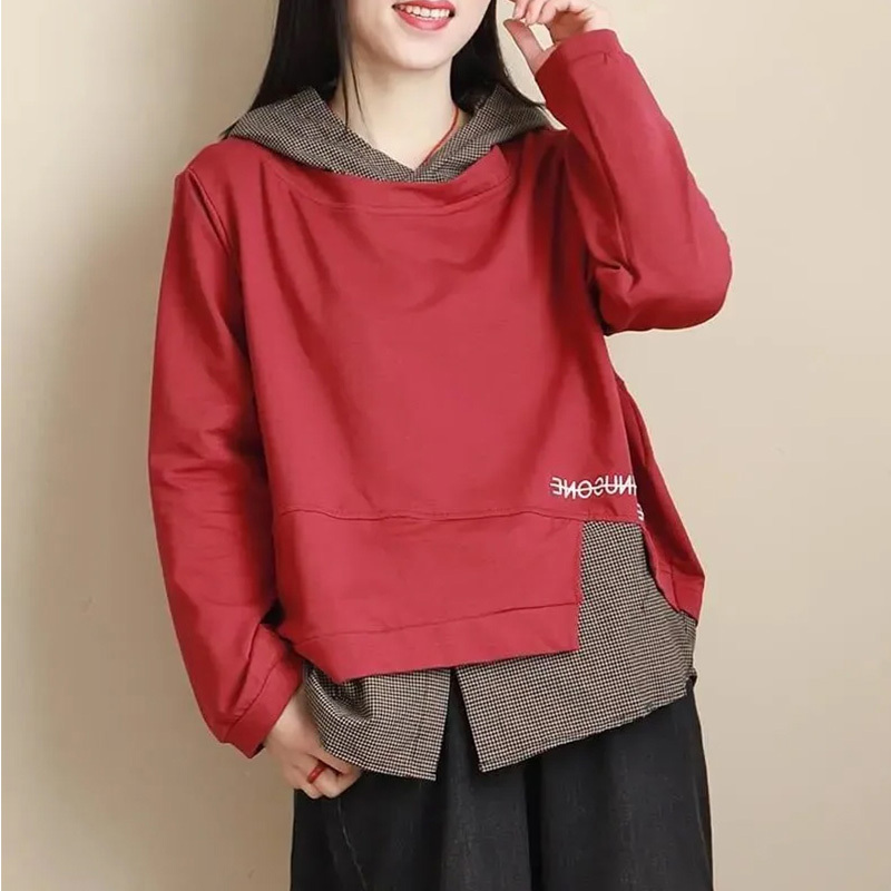 Official picture autumn design niche sweatshirt women's new loose casual versatile irregular hooded pullover