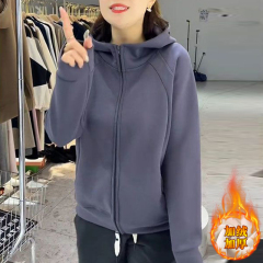 Official picture of mom women's hooded zipper sweatshirt jacket middle-aged spring and autumn new long-sleeved casual cardigan top