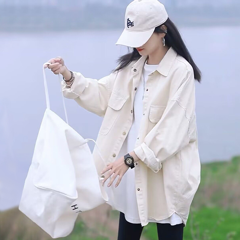 Popular women's long-sleeved shirt jacket spring and autumn new large size women's denim shirt top