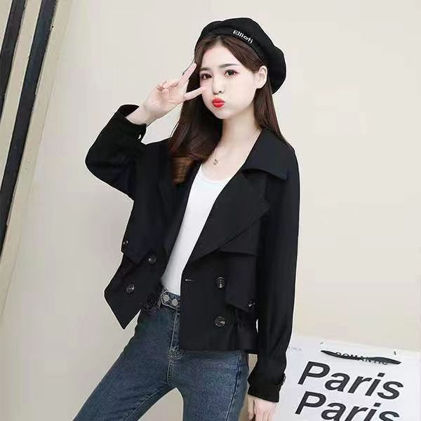 Double layer lining retro British style waist coat for women autumn and winter new style loose top for small people