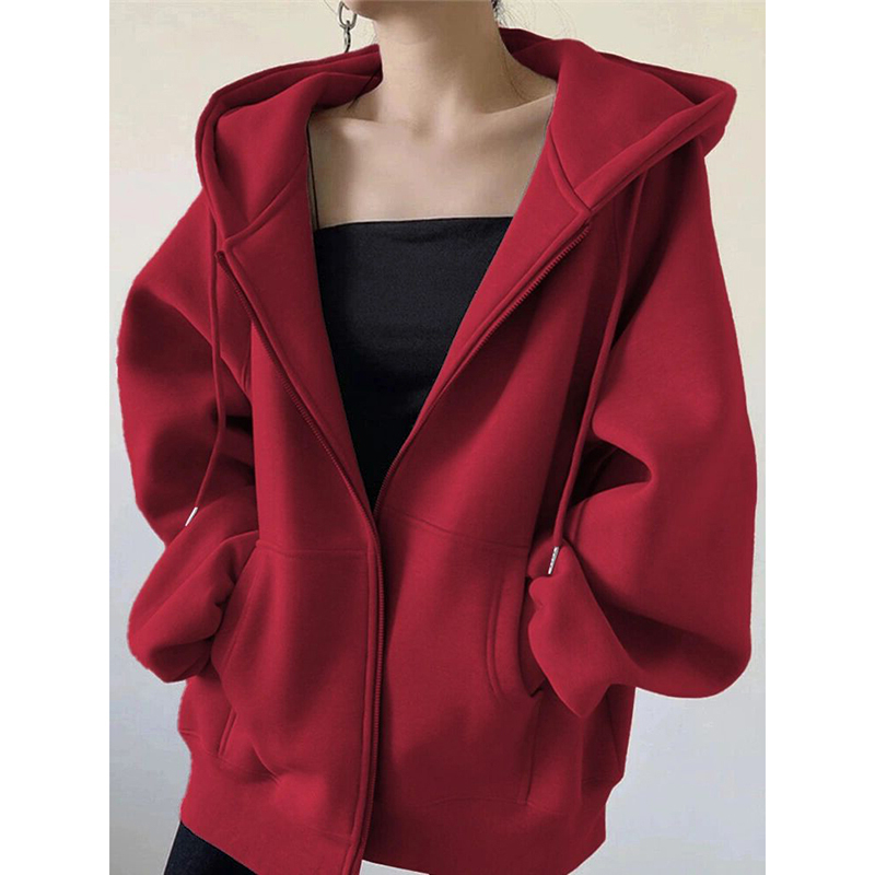 100% cotton surface Chinese cotton new loose cardigan double layer hooded zipper sweatshirt autumn and winter coat women's top