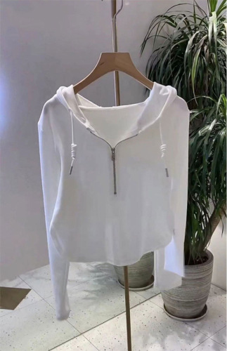 Irregular solid color hooded sweatshirt for women autumn new style long sleeves