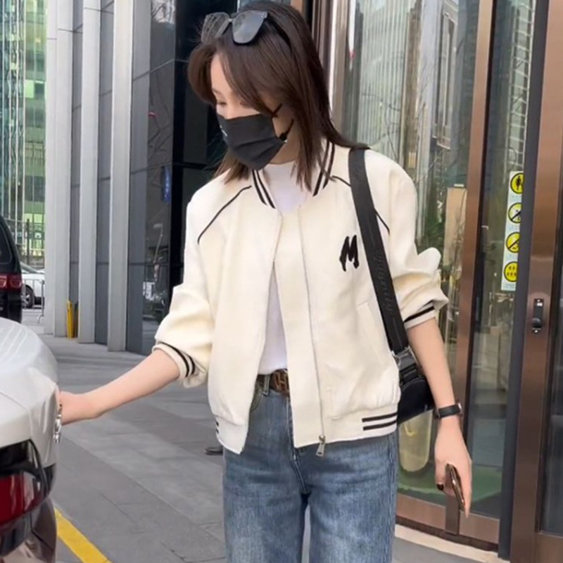 Official picture of short baseball uniform women's short jacket new spring and autumn popular casual all-match sports jacket